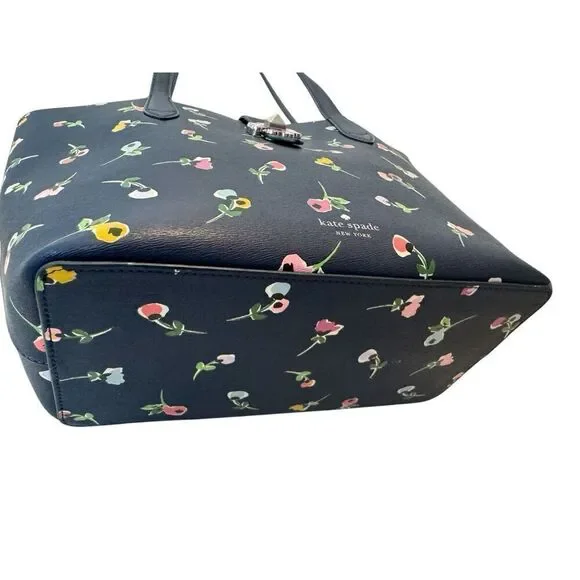 Kate Spade Kaci Navy/Purple Floral Ditsy Medium Tote Purse SOLD OUT! - Picture 4 of 9